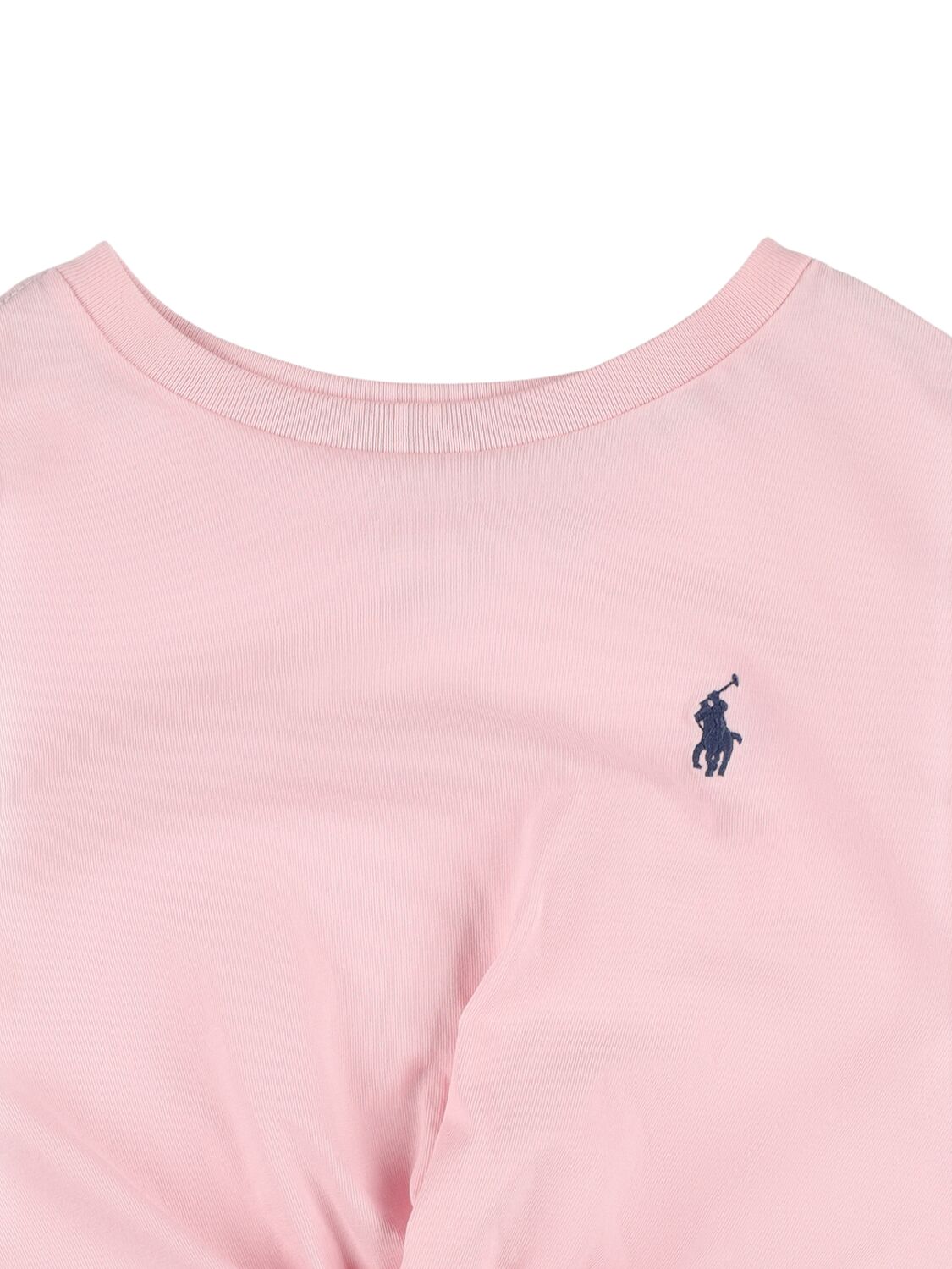 Shop Ralph Lauren Embroidered Cotton Jersey Crop T-shirt In Pink