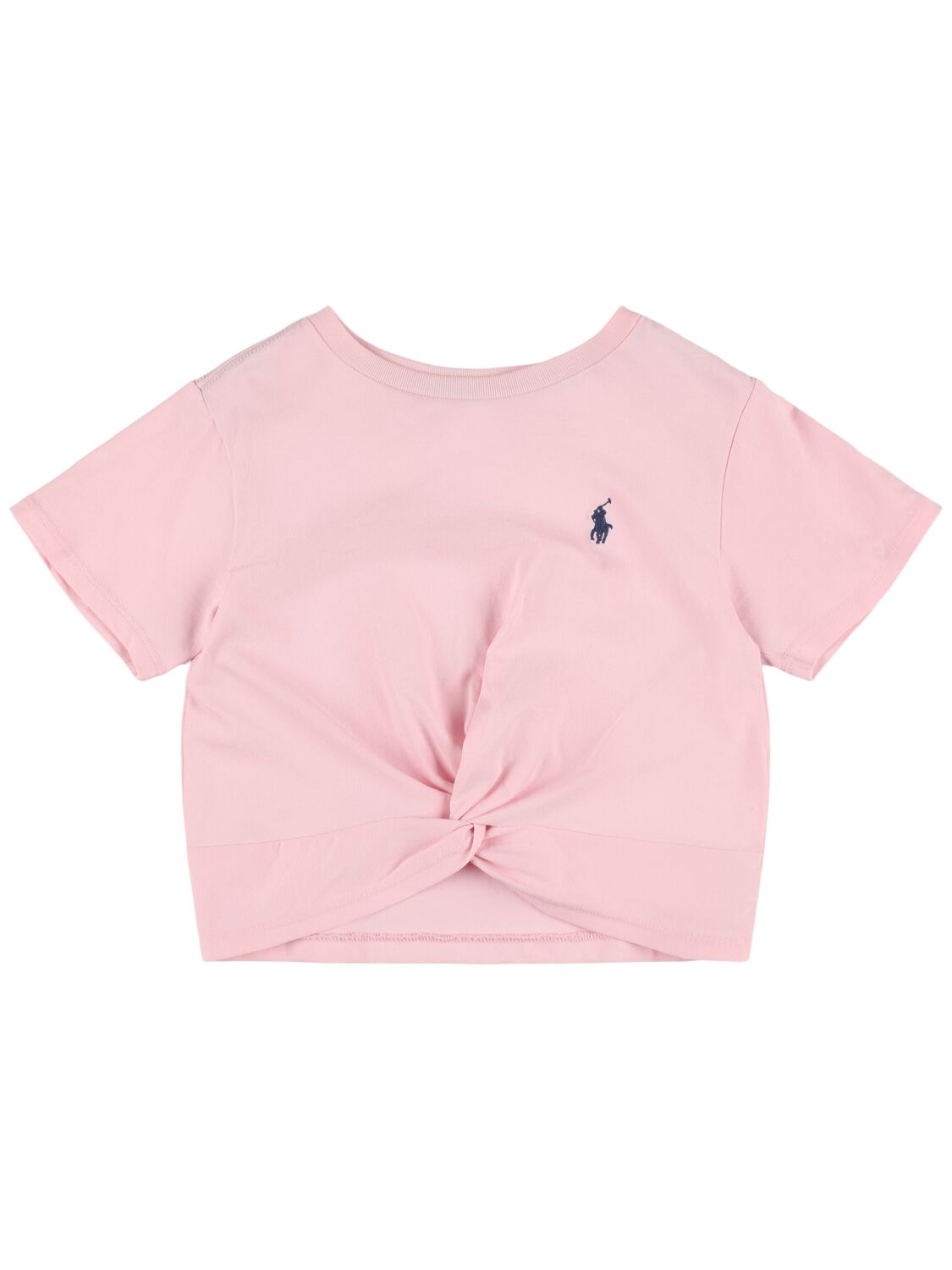 Ralph Lauren Babies' Embroidered Cotton Jersey Crop T-shirt In Pink