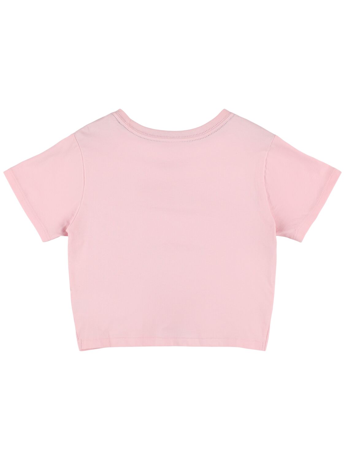 Shop Ralph Lauren Embroidered Cotton Jersey Crop T-shirt In Pink