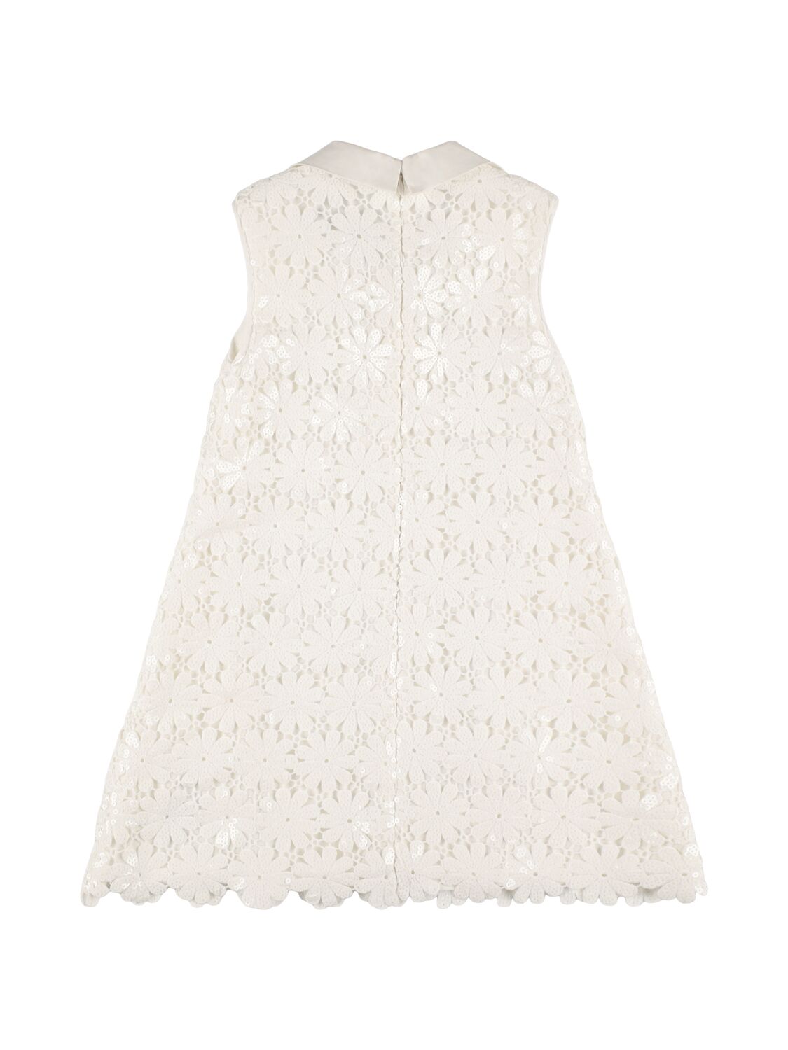 Shop Self-portrait Sequin Embroidered Lace Sleeveless Dress In White