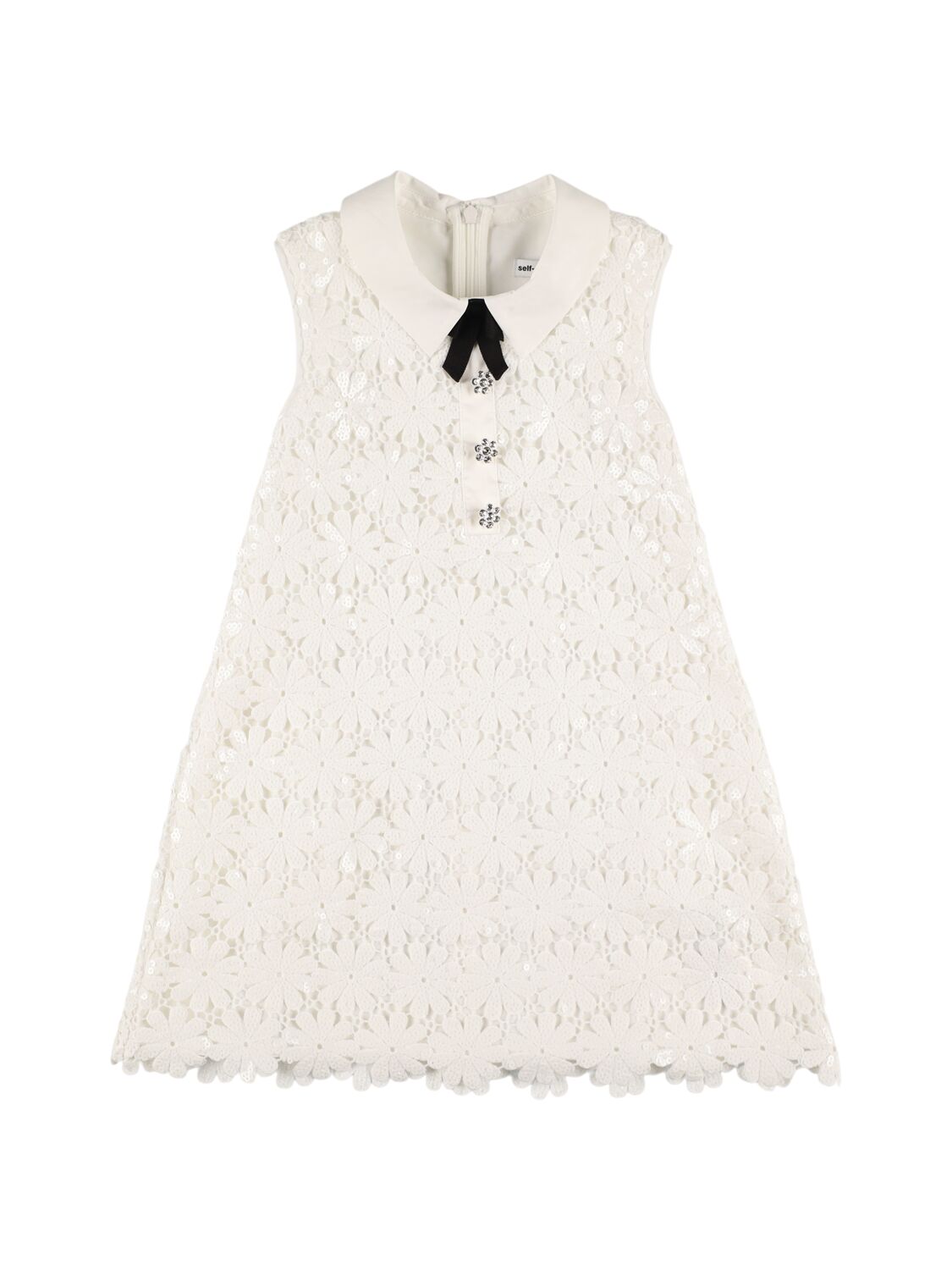 Self-portrait Kids' Sequin Embroidered Lace Sleeveless Dress In White