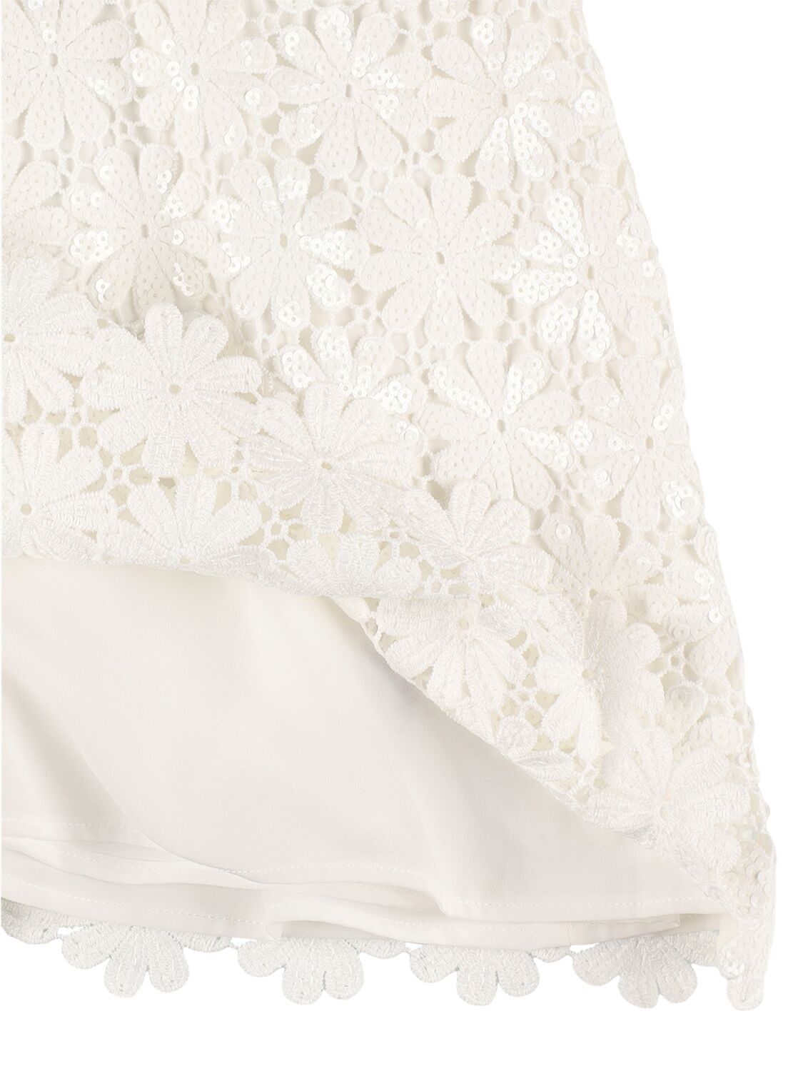 Shop Self-portrait Sequin Embroidered Lace Sleeveless Dress In White