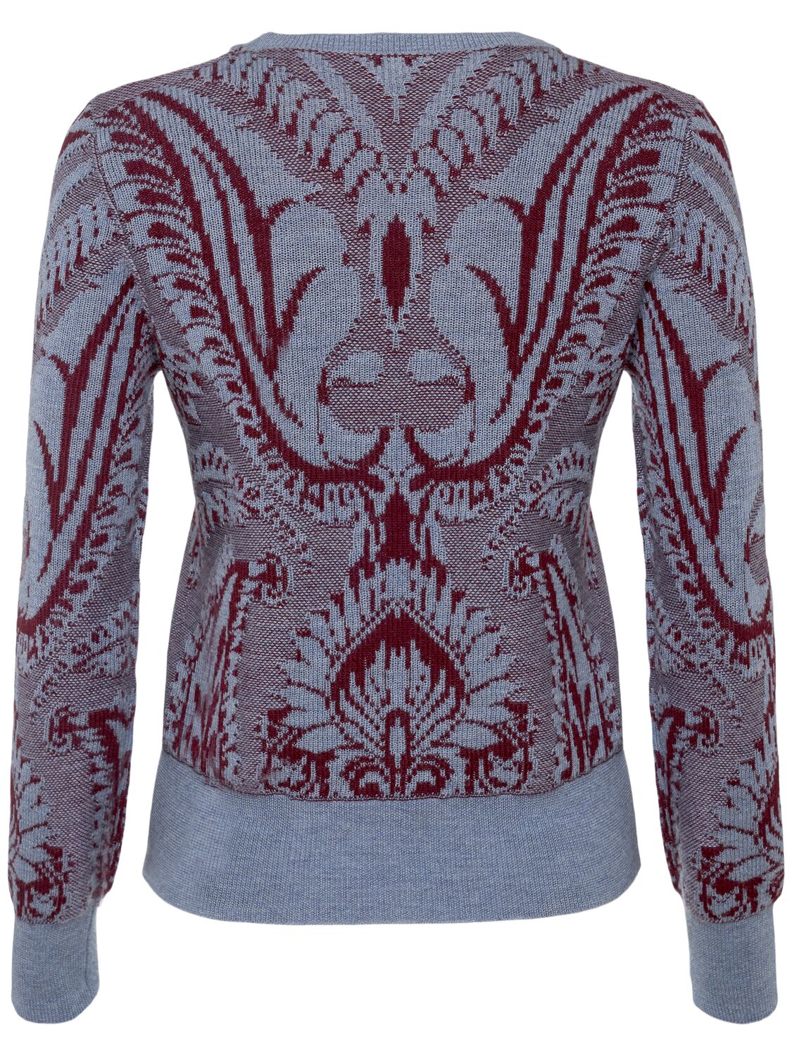 Shop Etro Embroidered Wool Knit Sweater In 蓝色/酒红色