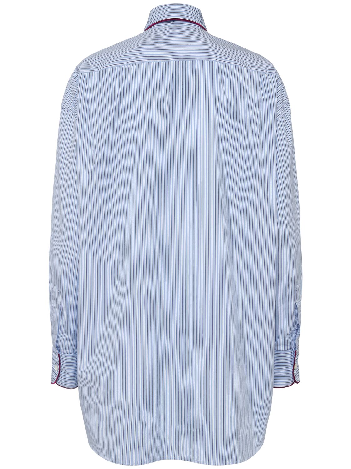 Shop Etro Striped Poplin Shirt W/ Pocket In 蓝色/白色