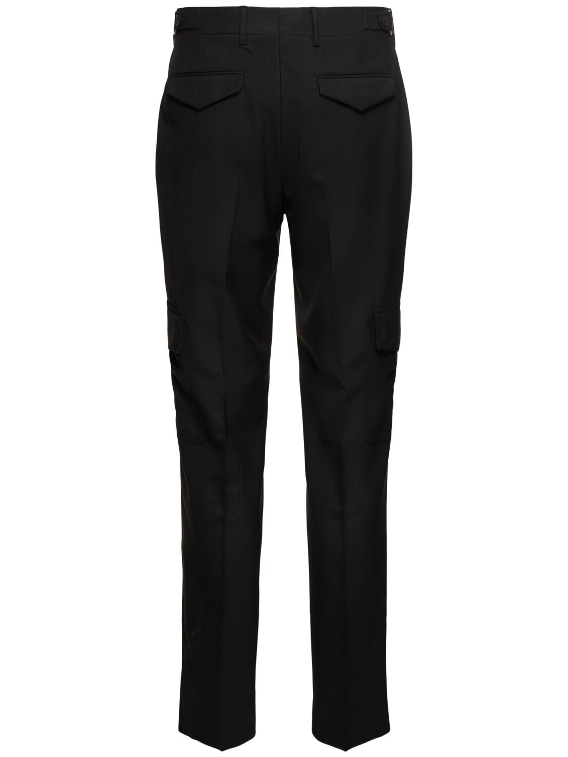 Shop Lardini Wool Cargo Pants In Black