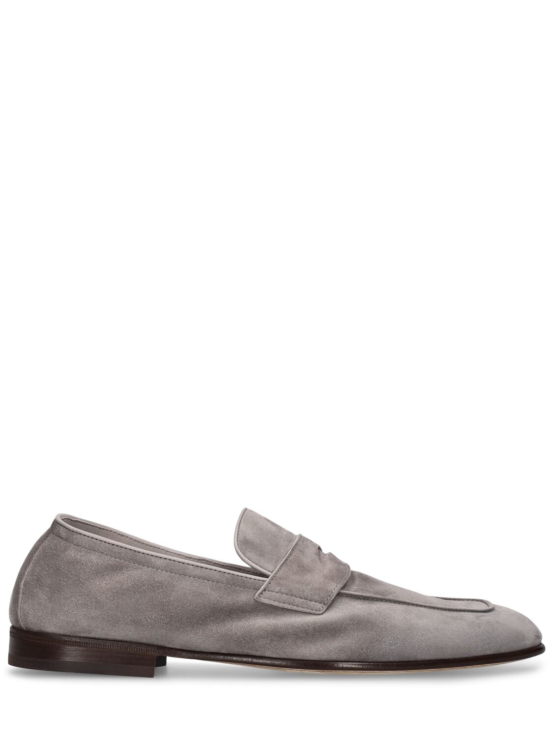 Shop Brunello Cucinelli Suede Loafers In Grey