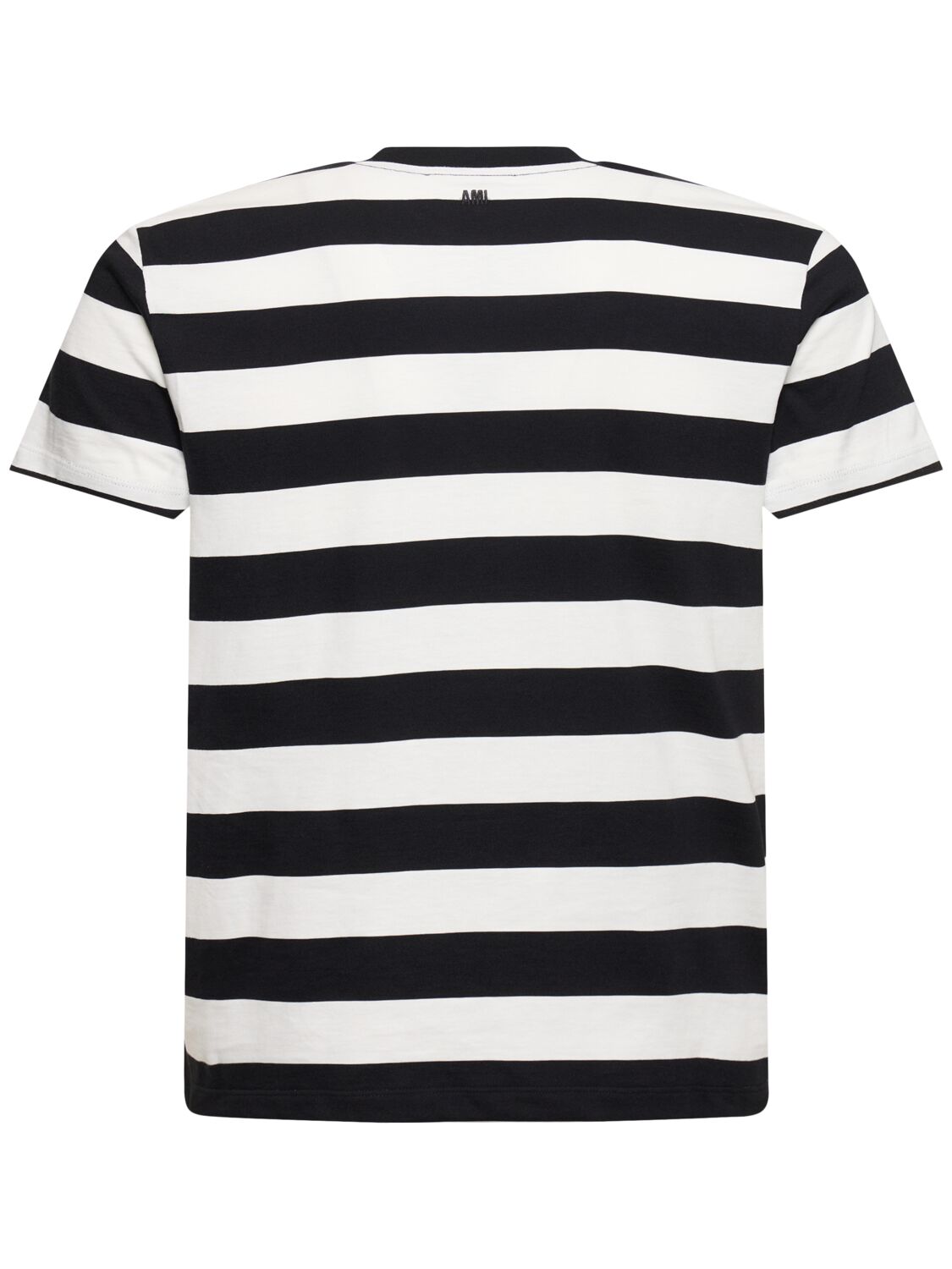 Shop Ami Alexandre Mattiussi Striped Organic Cotton Jersey T-shirt In White,black