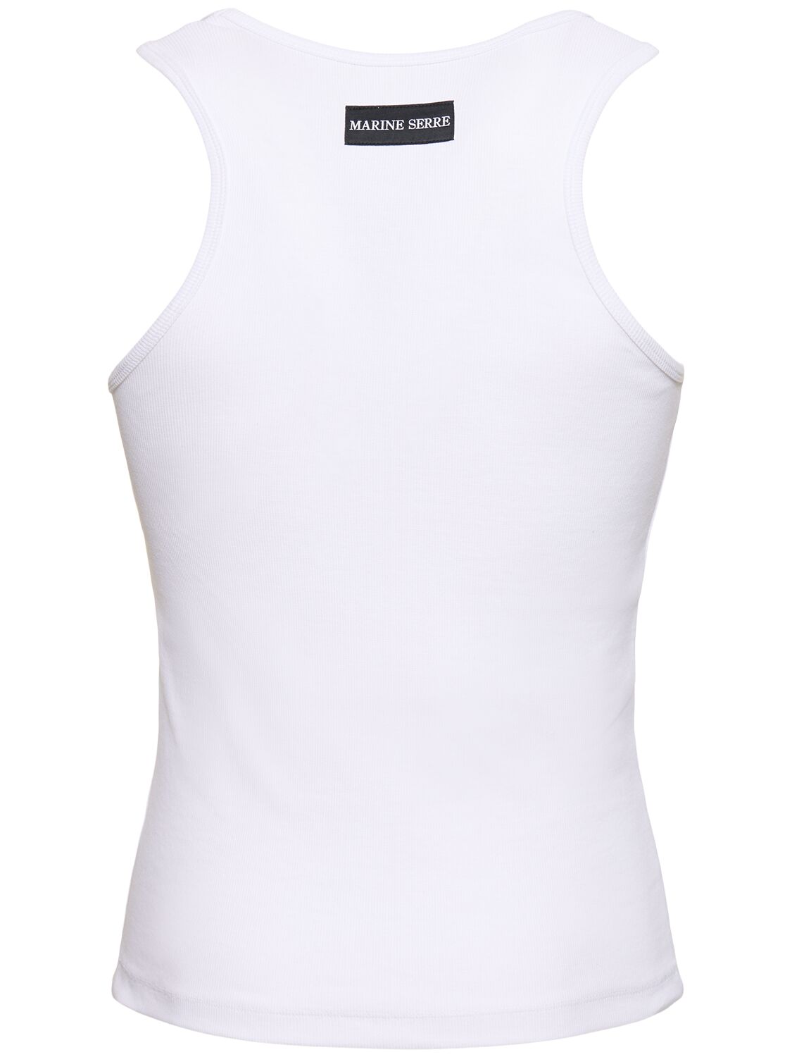 Shop Marine Serre Logo Cotton Blend Rib Tank Top In White