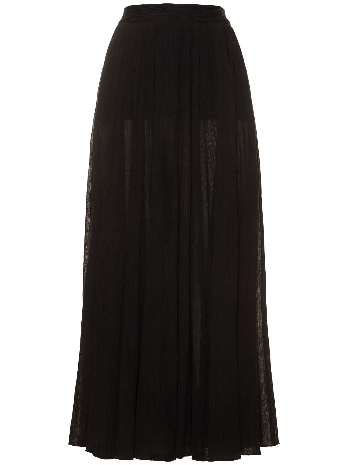 Totême Crinkled Plissé Cotton Blend Long Skirt In Black