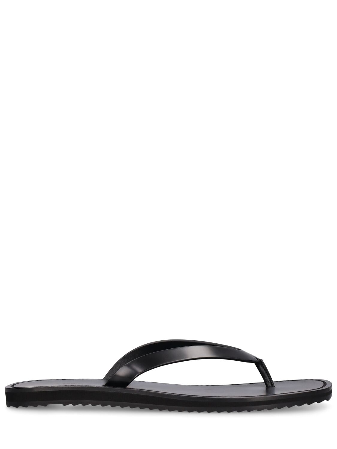 The Row City Leather Flip Flops In Black