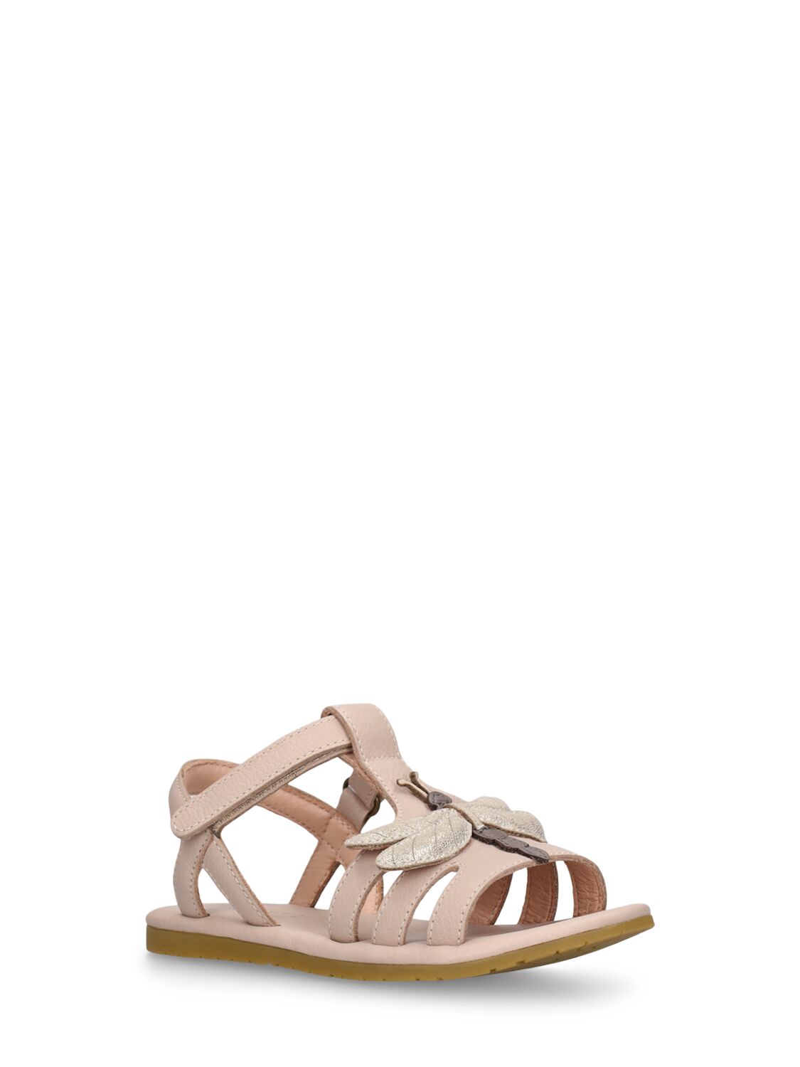 Shop Donsje Leather Sandals W/ Dragonfly Patch In Pink