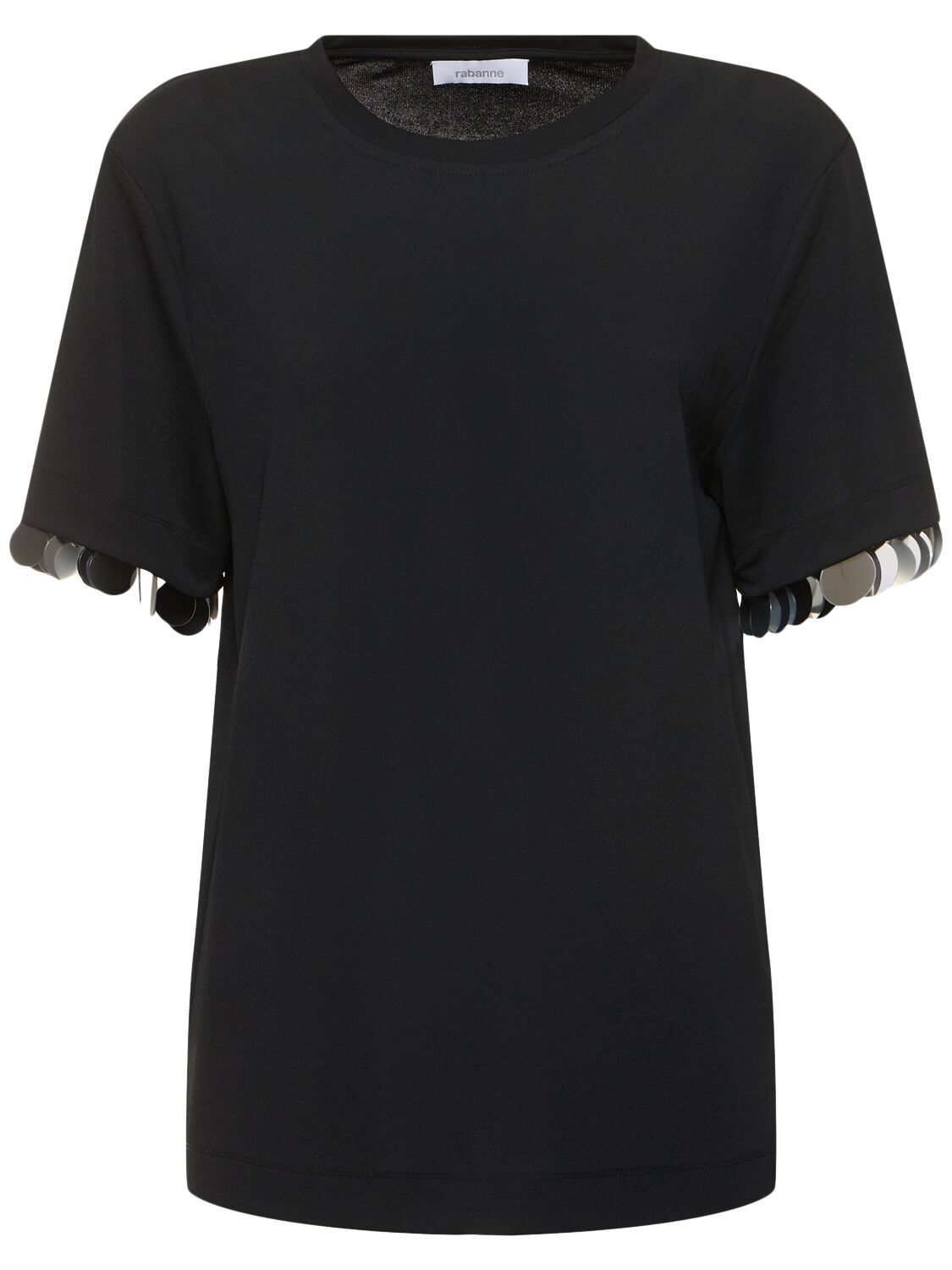 Shop Rabanne Jersey Crepe Embellished T-shirt In Black