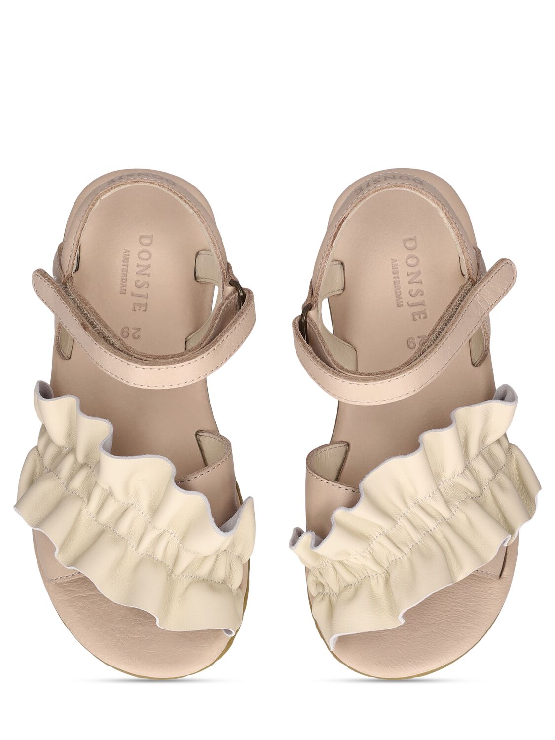 Shop Donsje Ruffled Leather Sandals In Off White