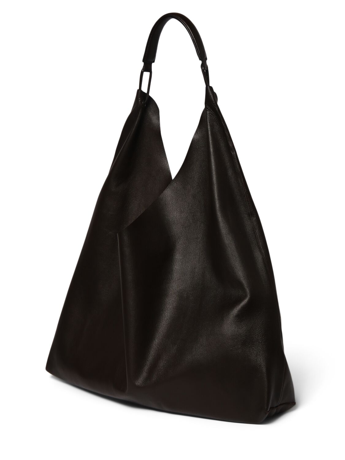 Shop The Row Bindle Leather Tote Bag In Dark Brown,blk