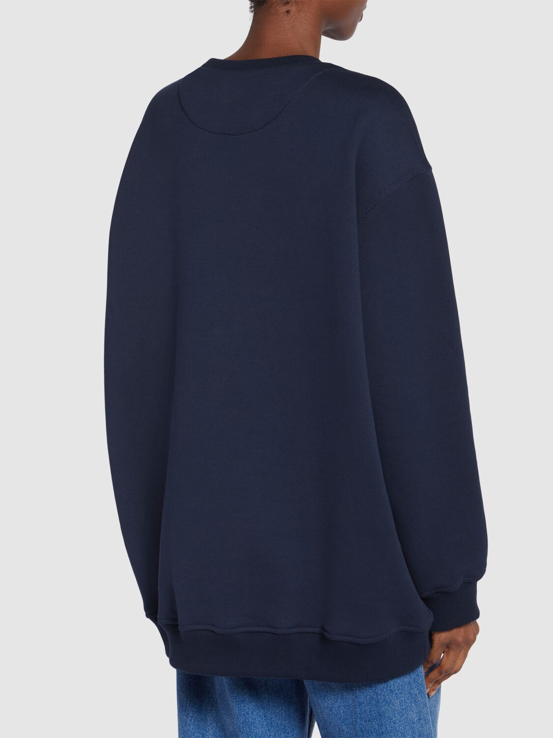 Shop Etro Embroidered Logo Jersey Sweatshirt In 深蓝色