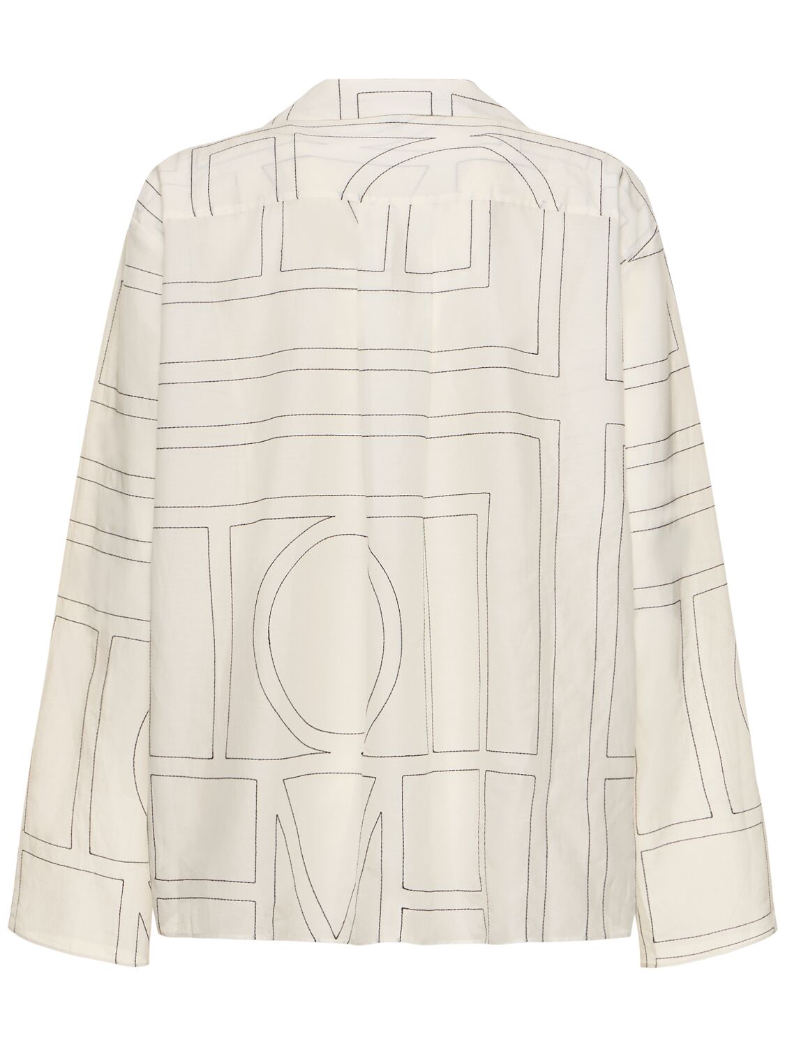 Shop Totême Monogram Cotton Blend Pajama Shirt In White/black