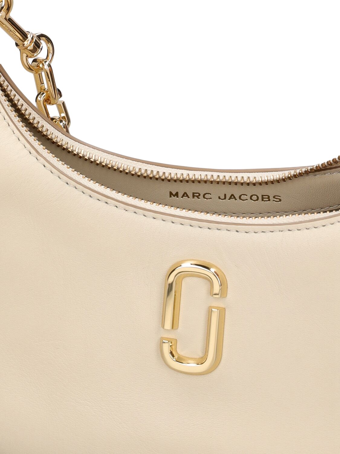 Shop Marc Jacobs The Small Curve Leather Shoulder Bag In Cloud White