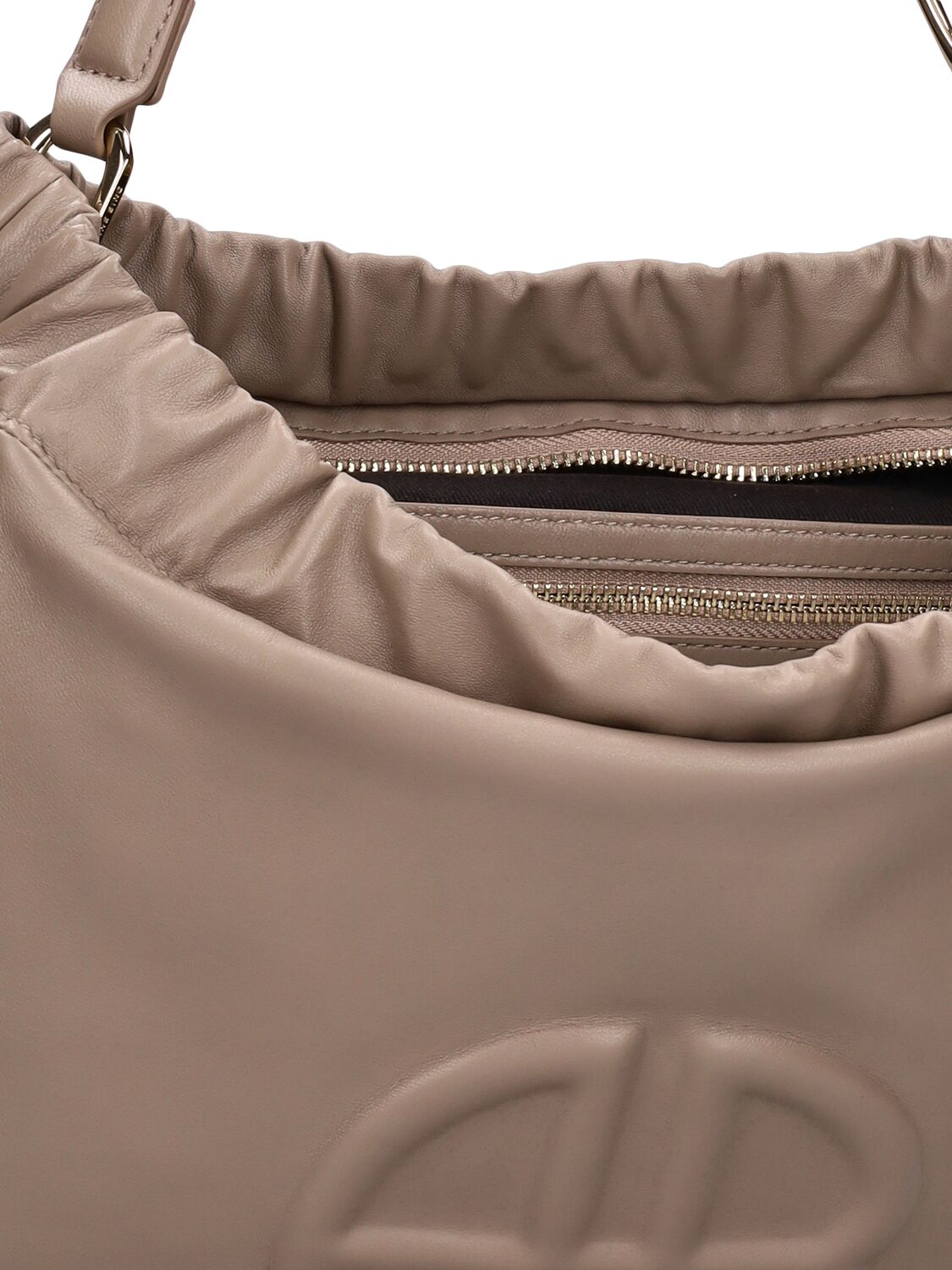Shop Anine Bing Kate Leather Shoulder Bag In Taupe