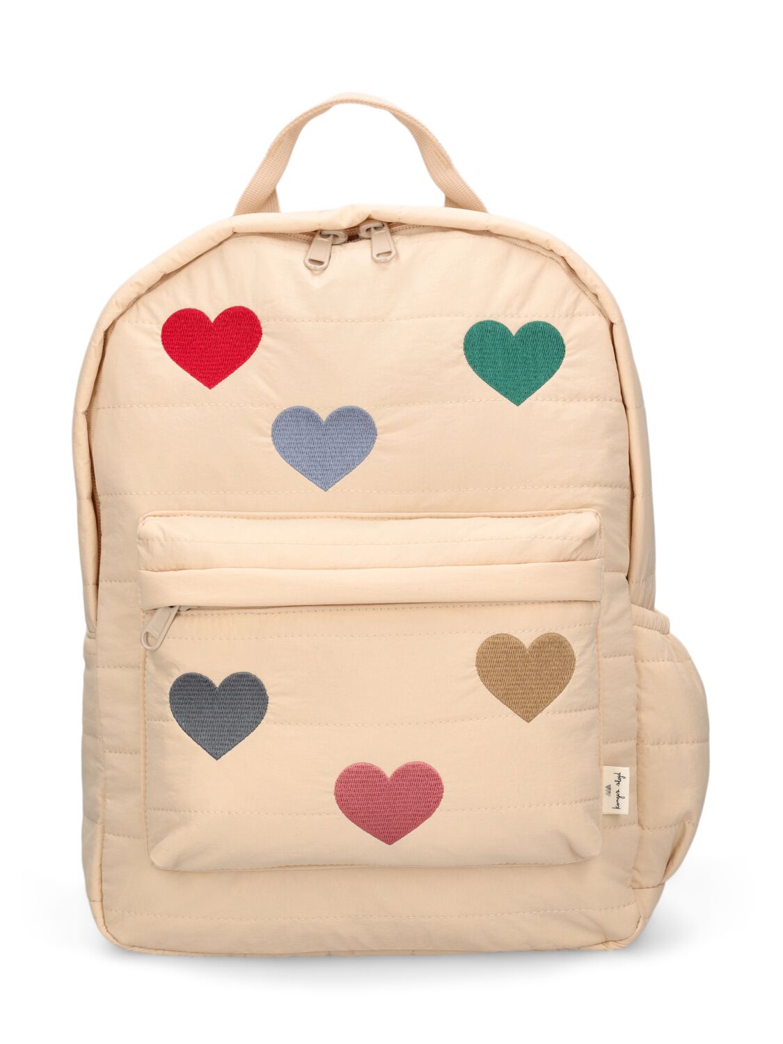 Konges Sløjd Kids' Embroidered Nylon Backpack In Beige,multi