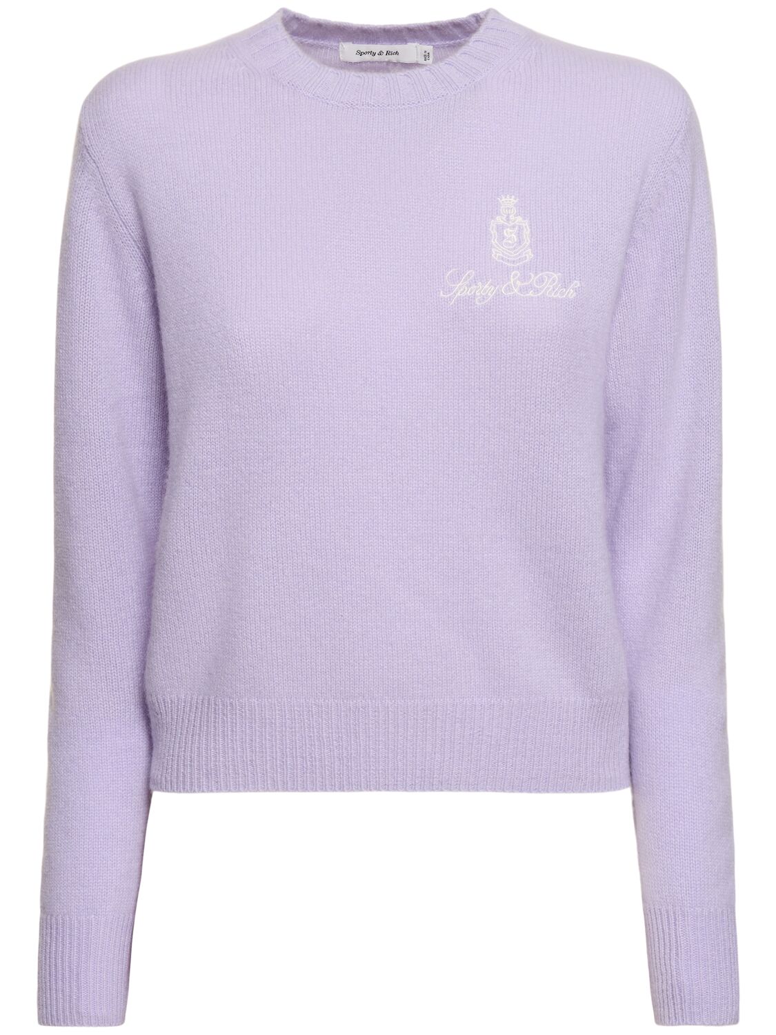 Sporty And Rich Vendome Cashmere Crewneck Sweater In Lilac