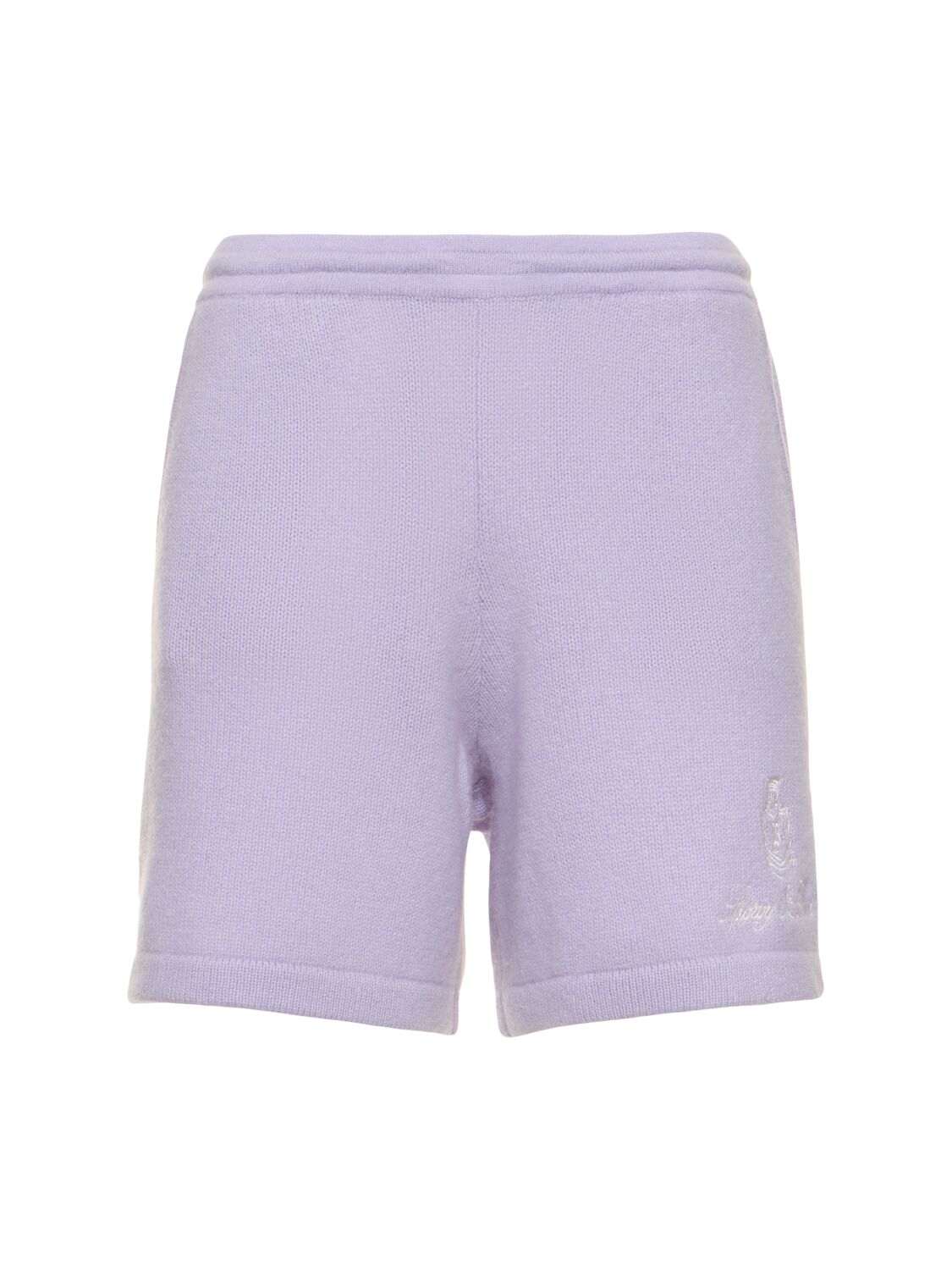Sporty And Rich Vendome Cashmere Shorts In Soft Lilac White