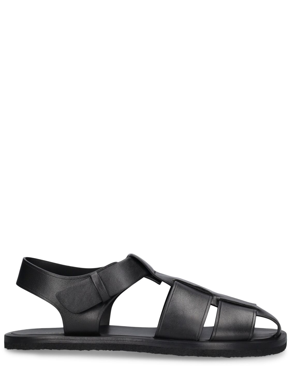 The Row Women's Fisherman Flat Leather Sandals In Black