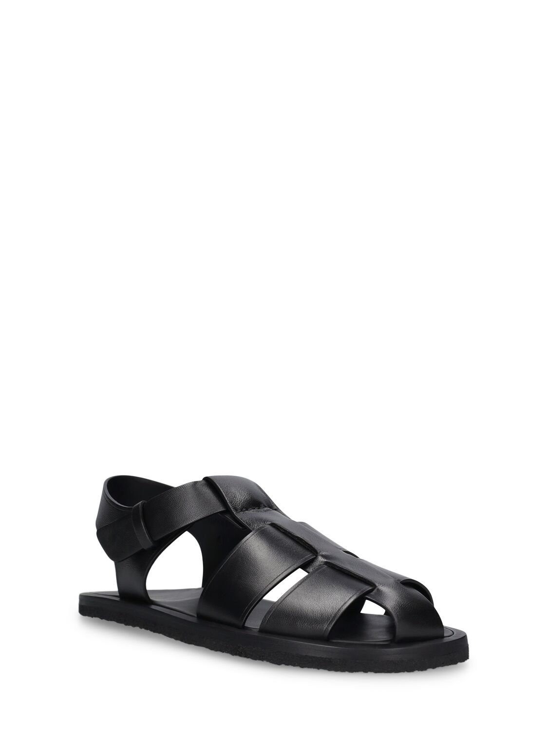 The Row Fisherman Woven Textured-leather Sandals In Black