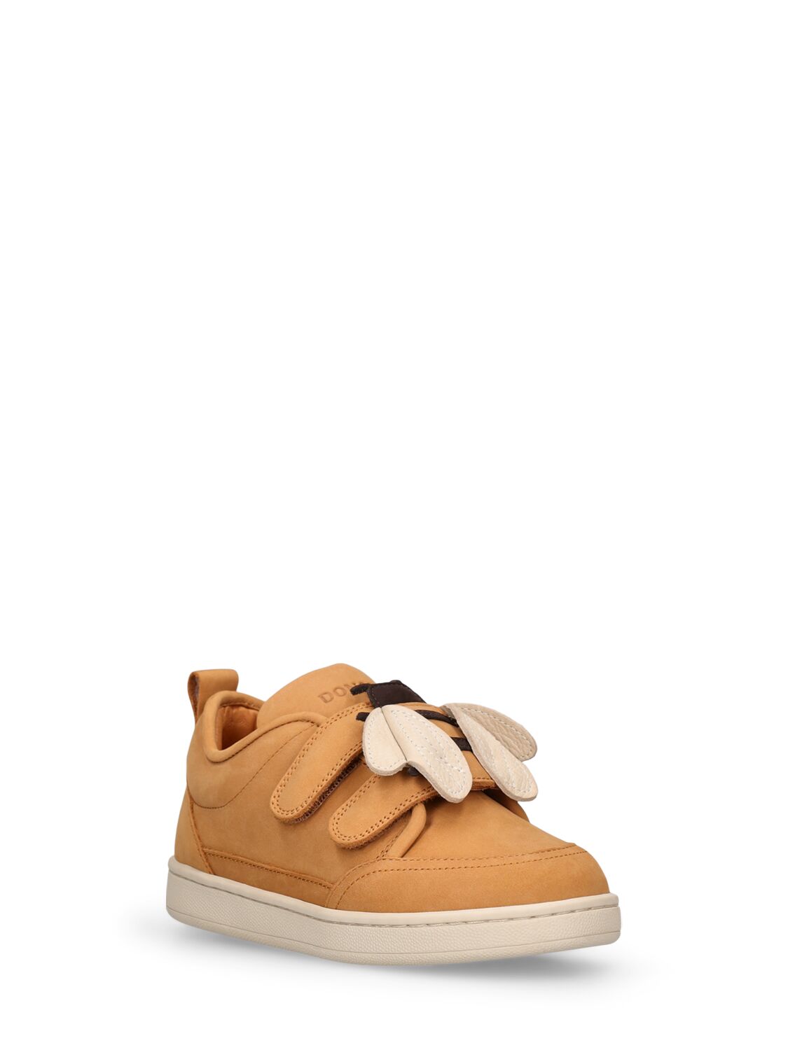 Shop Donsje Leather Strap Sneakers W/ Bee Patch In Brown