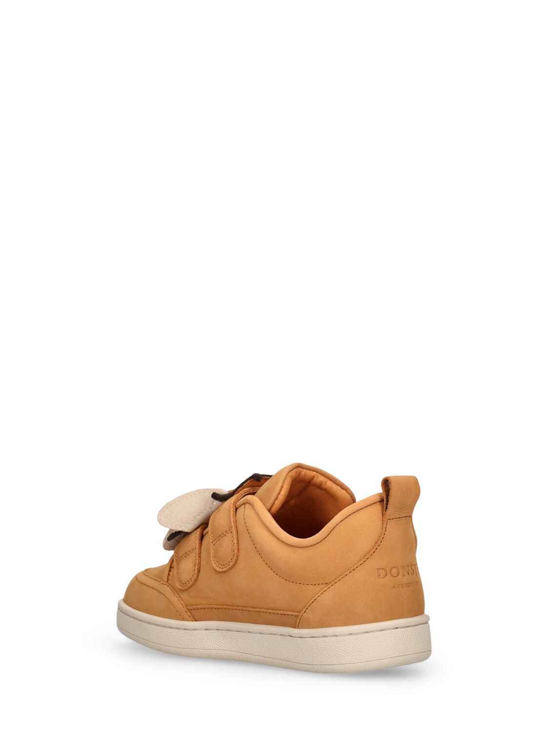 Shop Donsje Leather Strap Sneakers W/ Bee Patch In Brown