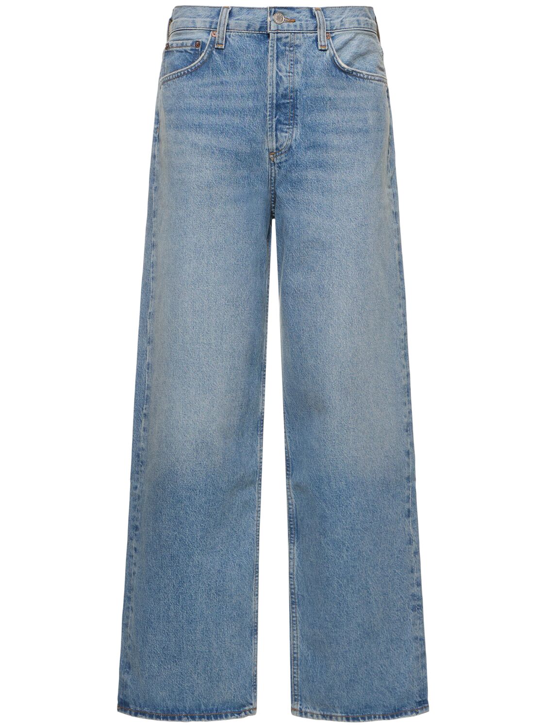 Image of Low Slung Cotton Blend Baggy Jeans