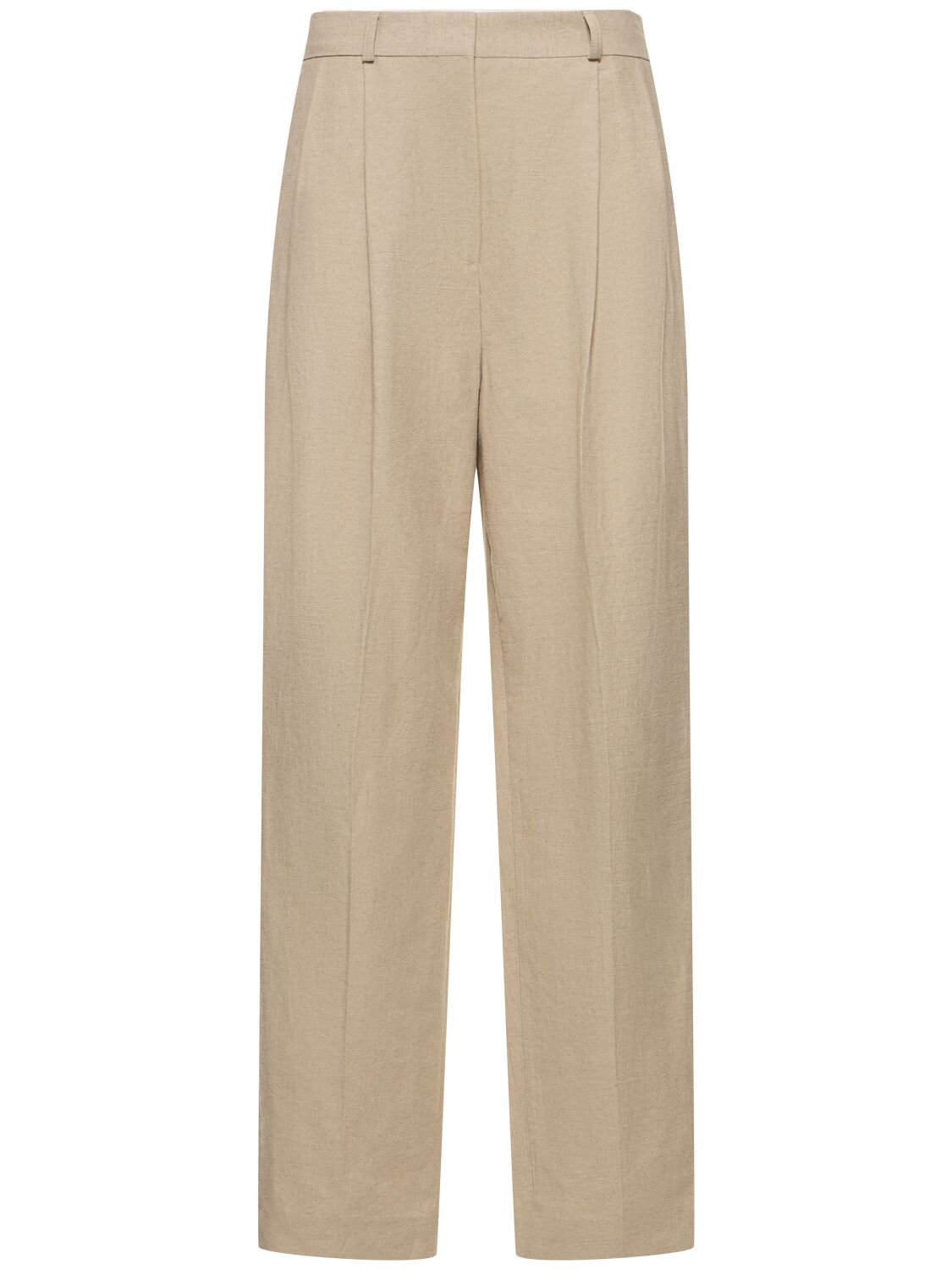 Totême Pleated Tailored Linen Blend Pants In Beige