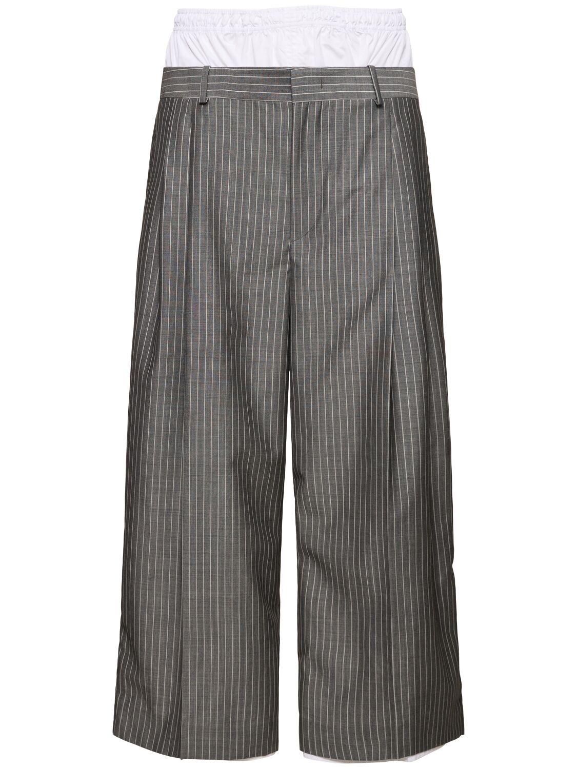 Hed Mayner Pinstriped Mohair & Wool Pants In Grey
