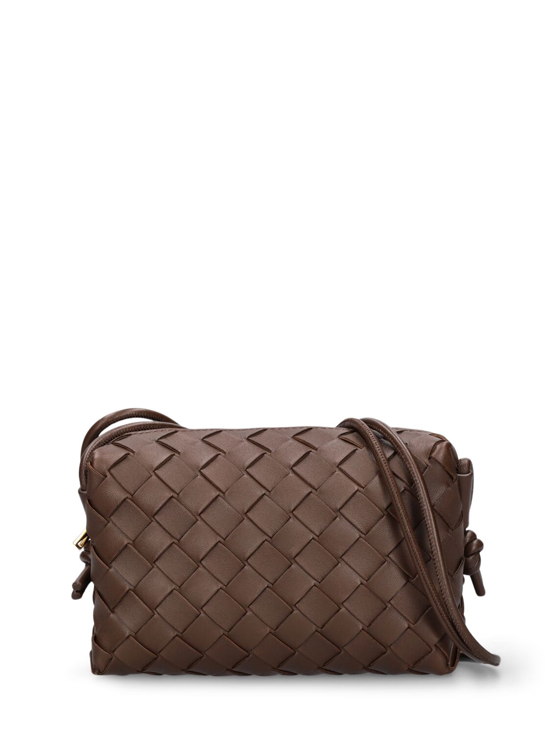 Shop Bottega Veneta Mini Loop Leather Camera Bag In Light Brown