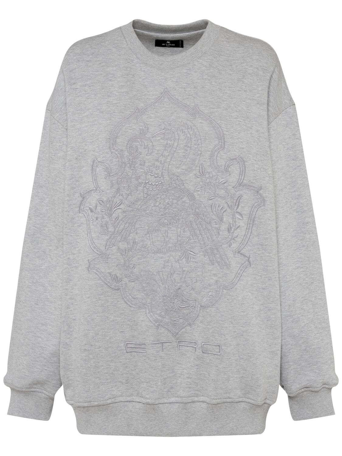 Etro Embroidered Logo Jersey Sweatshirt In 浅灰色