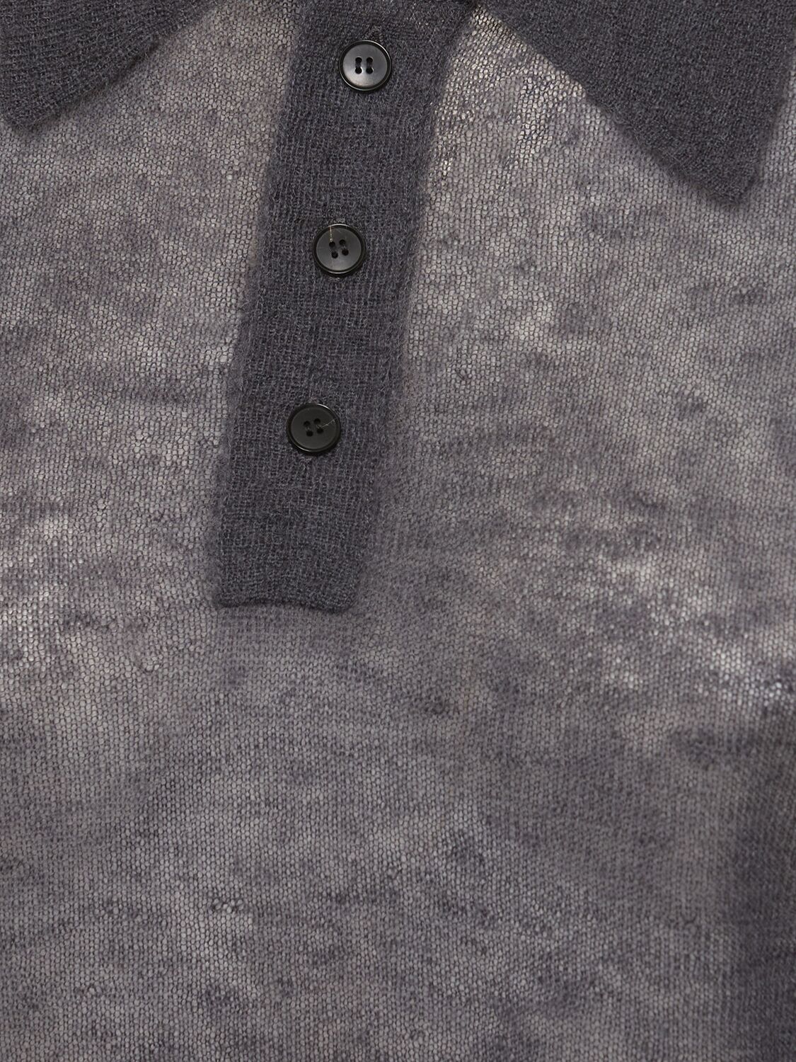 Shop Auralee Mohair & Wool Knit Short Polo In Grey