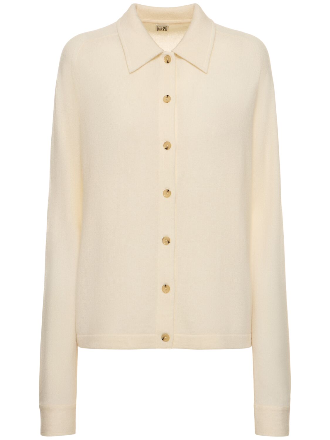 Shop Totême Raglan Sleeve Cashmere Shirt In Ivory