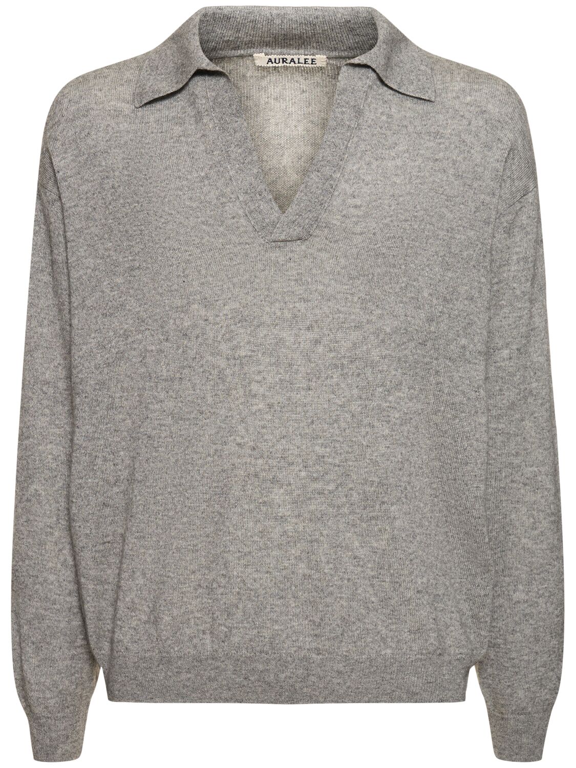 Shop Auralee Silk & Cashmere Knit Polo In Grey