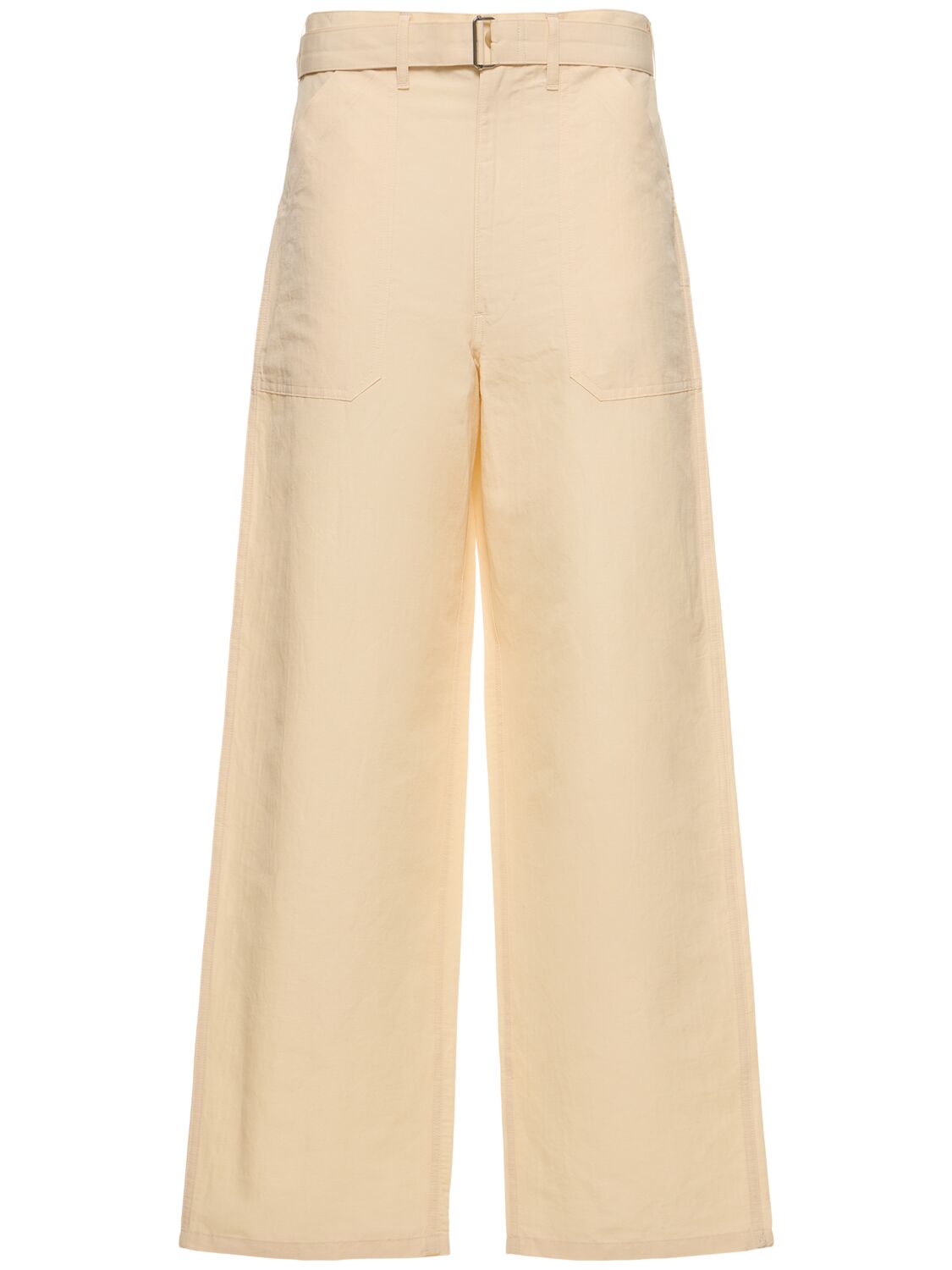 Auralee Linen & Cotton Straight Trousers In Ecru