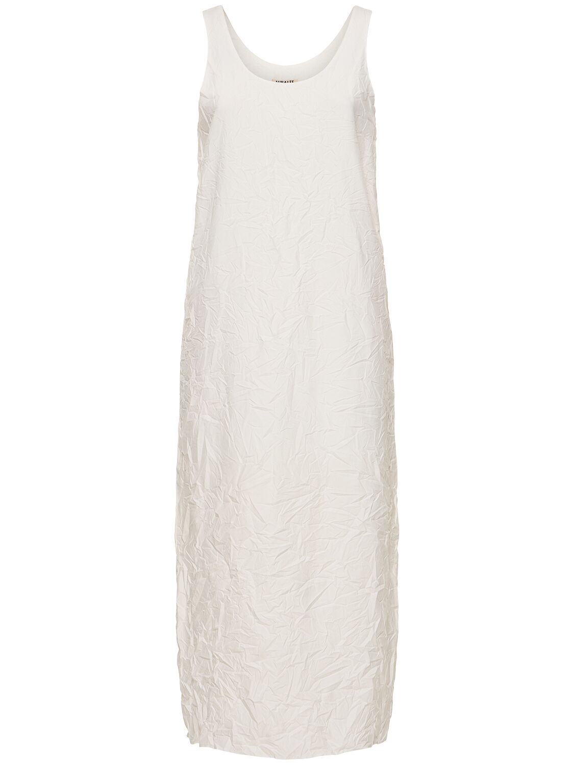 Auralee Wrinkled Cotton Twill Maxi Dress In White