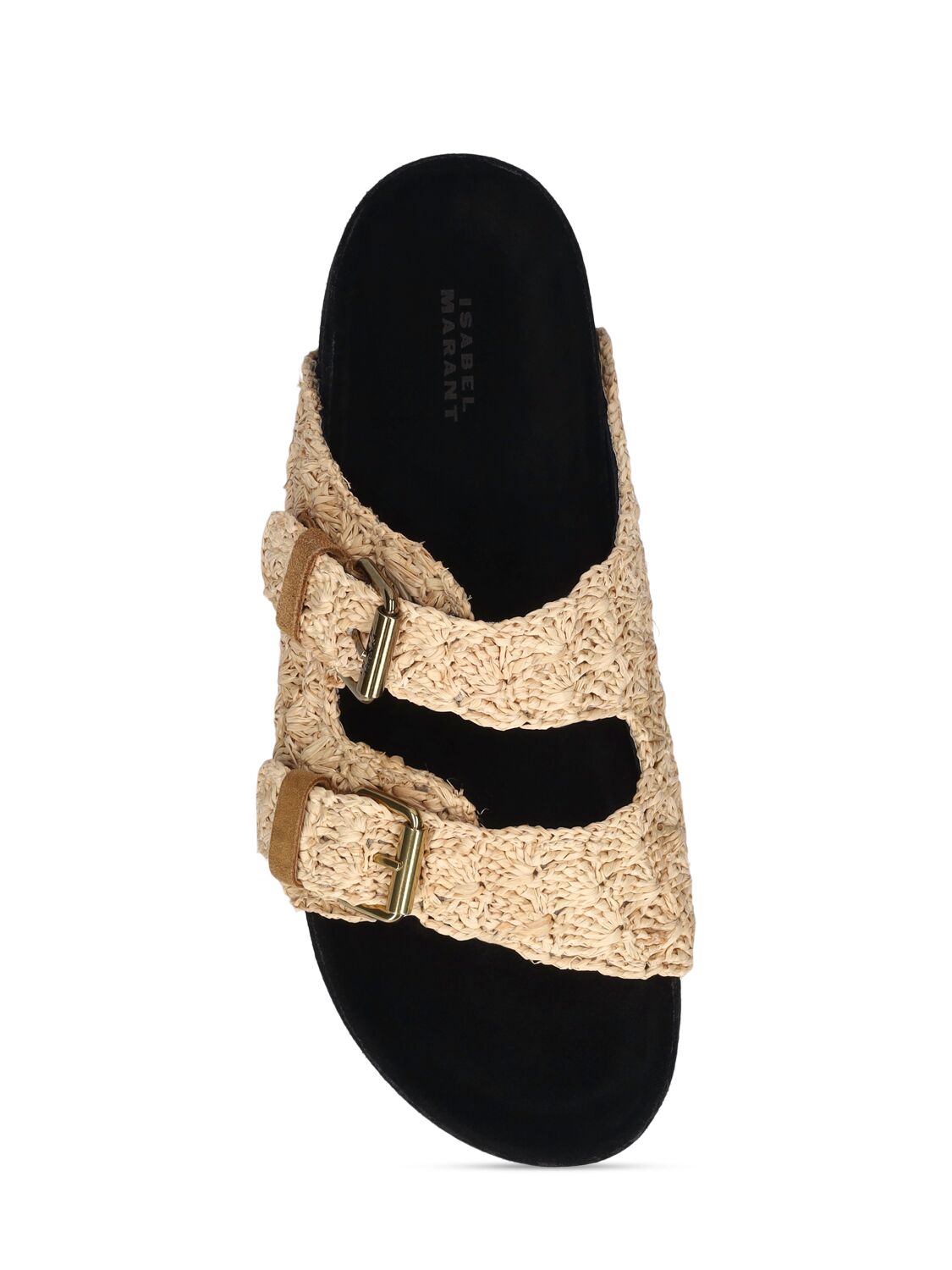 Shop Isabel Marant 25mm Lennyo Raffia Flats In Beige