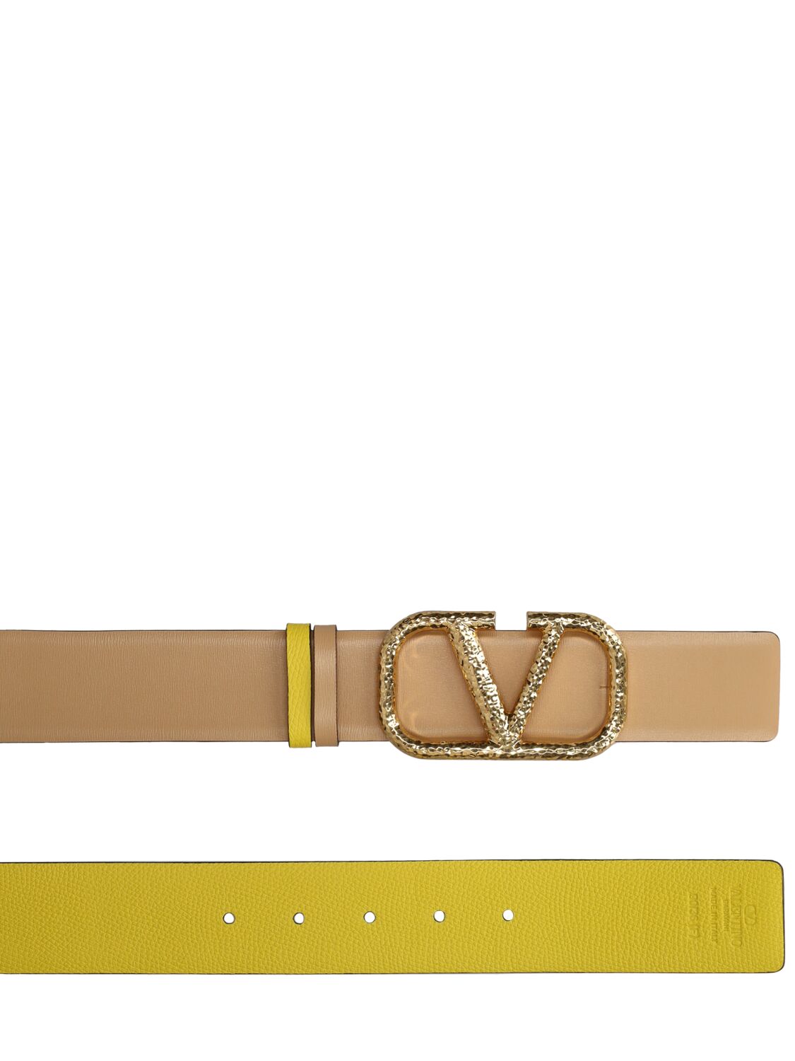 Shop Valentino 40mm V Logo Reversible Leather Belt In Cappuc,cedar