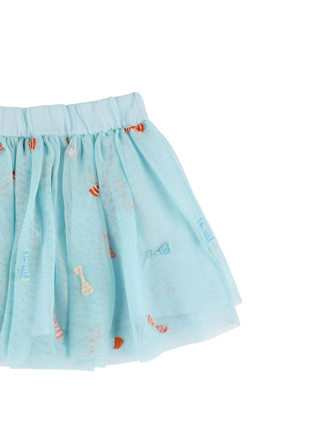 Shop Stella Mccartney Recycled Tulle Skirt W/bows In Light Blue