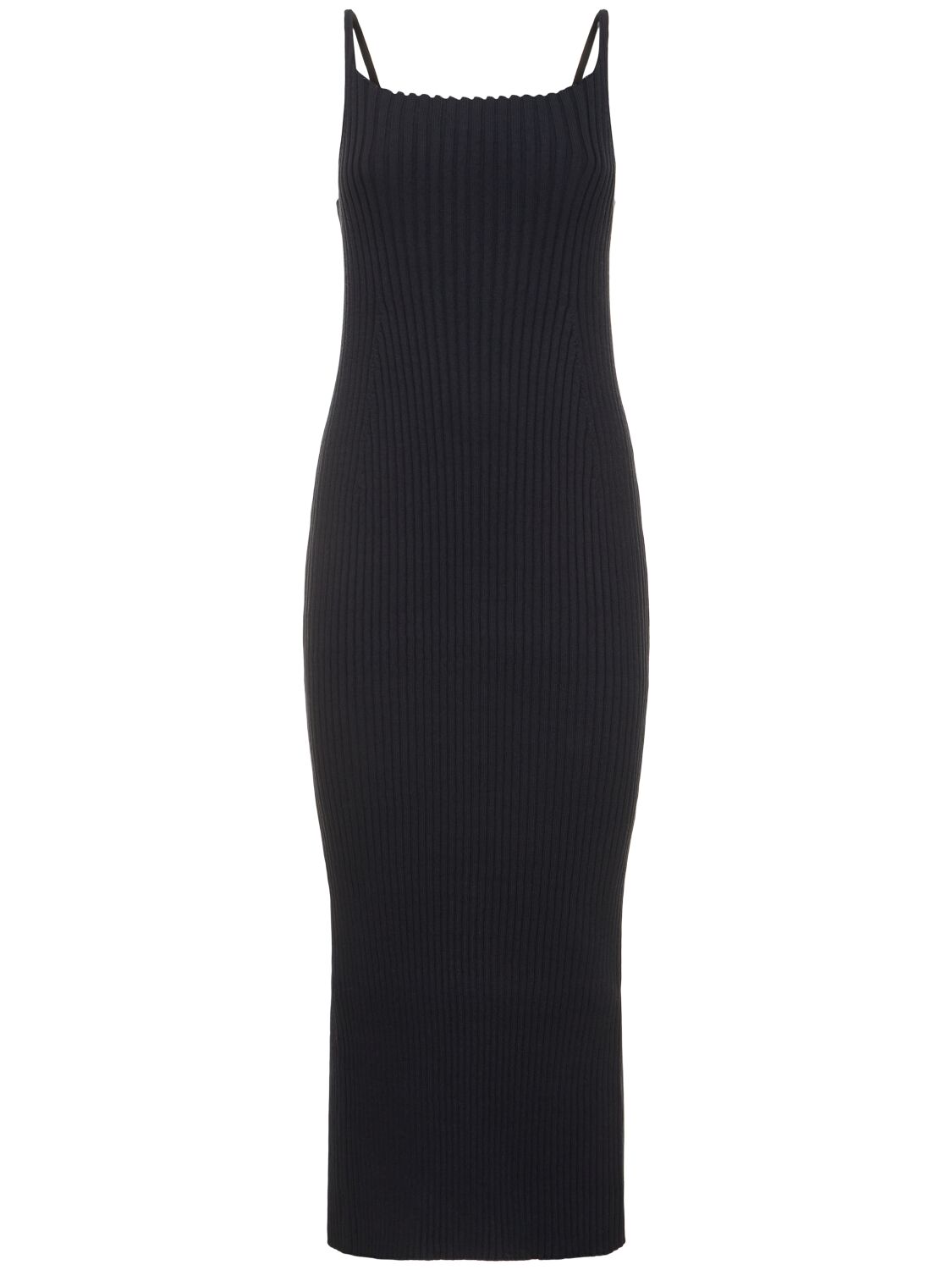 Auralee Cotton Wide Rib Knit Maxi Dress In Black