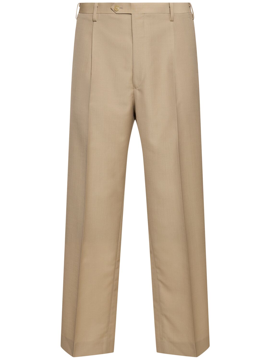 Auralee Wool And Mohair Wide-leg Trousers In Beige