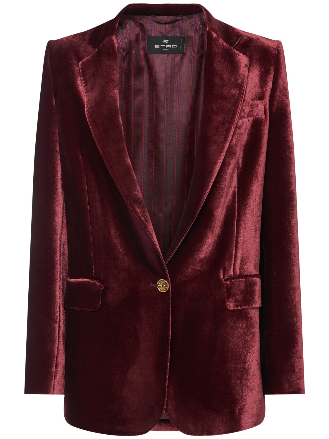 Shop Etro Velvet Single Breast Jacket In 酒红色