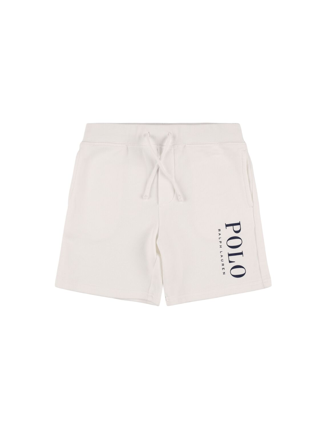 Ralph Lauren Kids' Logo Print Cotton Jersey Sweat Shorts In White