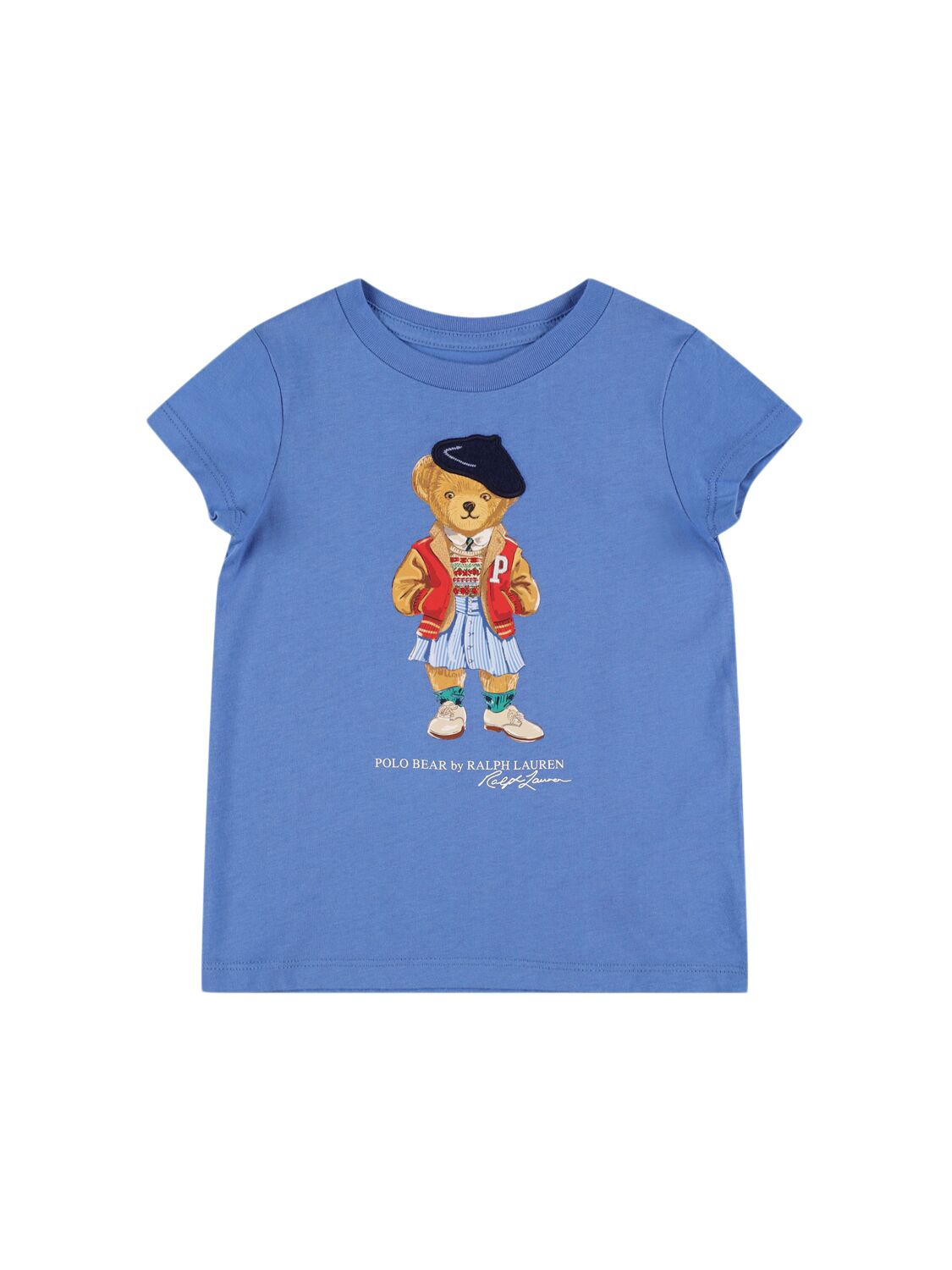 Ralph Lauren Kids' 印花棉质平纹针织t恤 In Blue