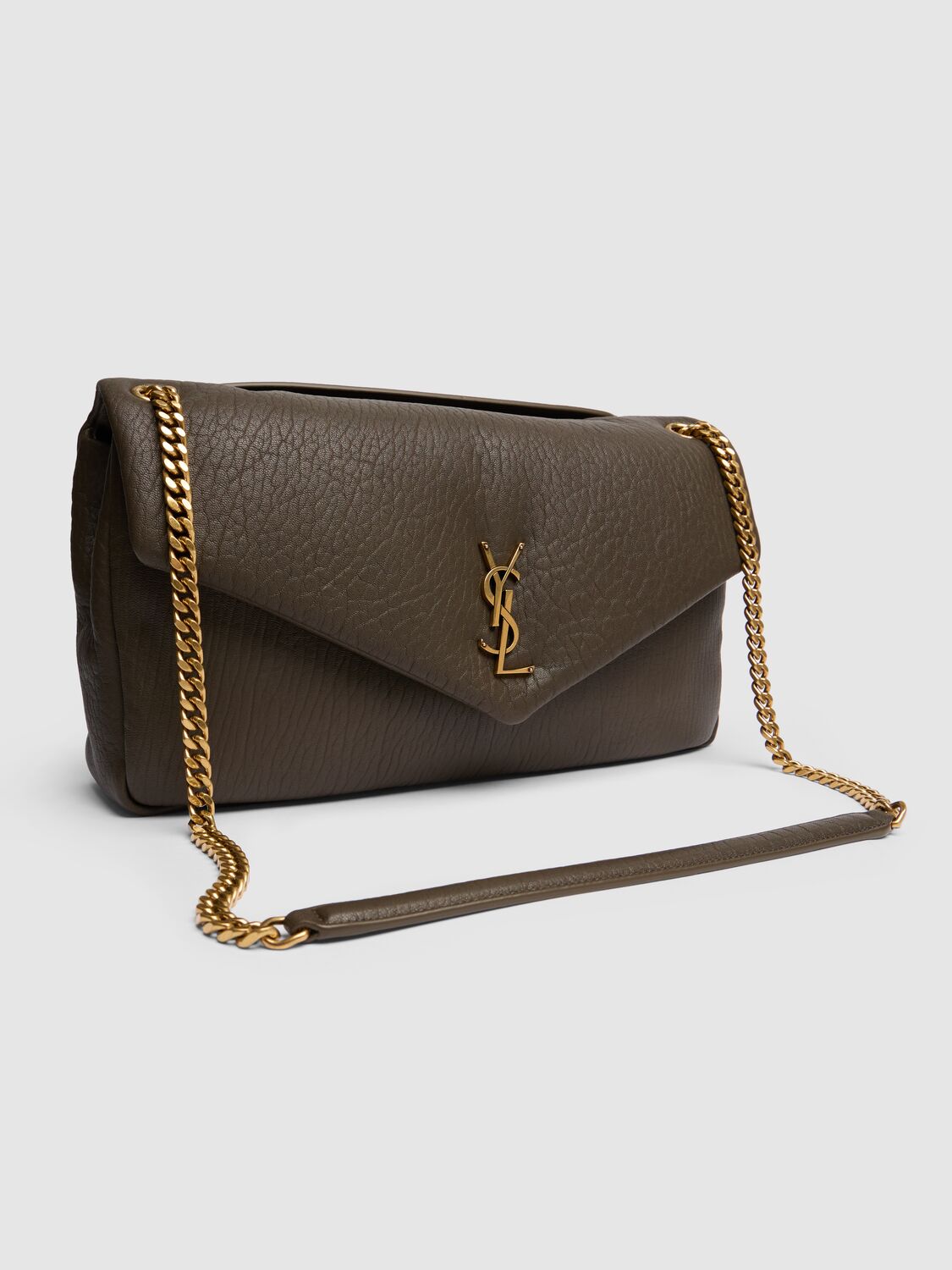 Shop Saint Laurent Large Calypso Leather Shoulder Bag In Light Musk