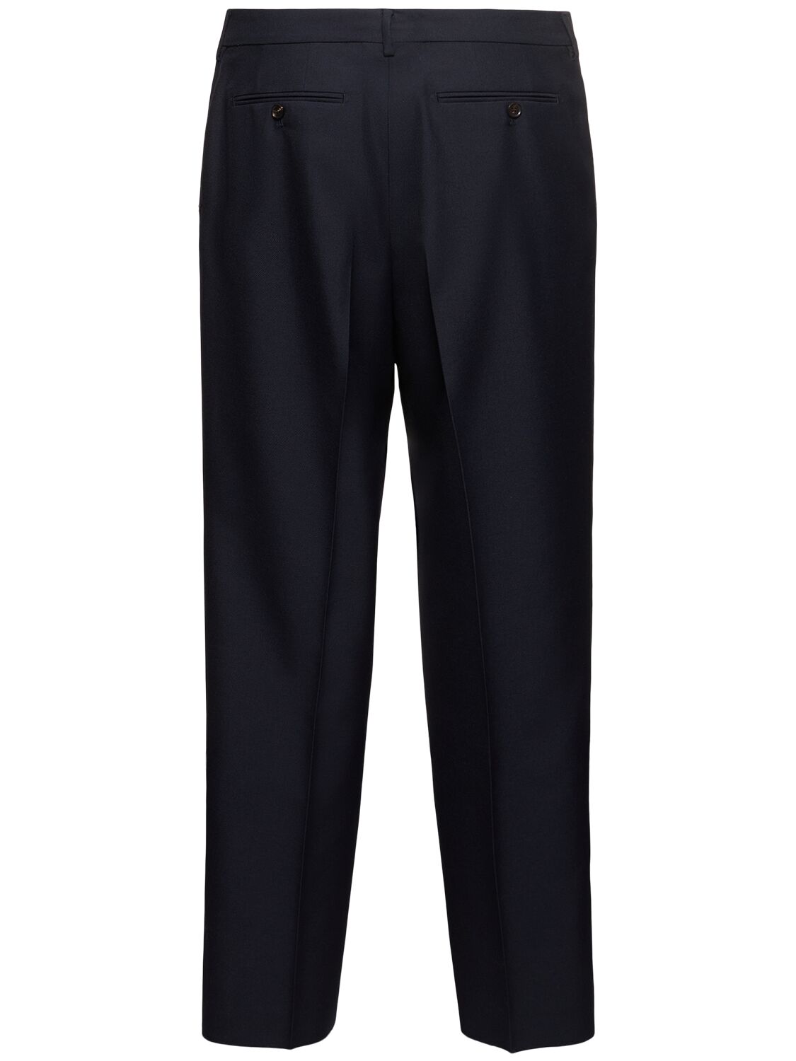 Shop Bally Pleated Wool Blend Pants In Navy
