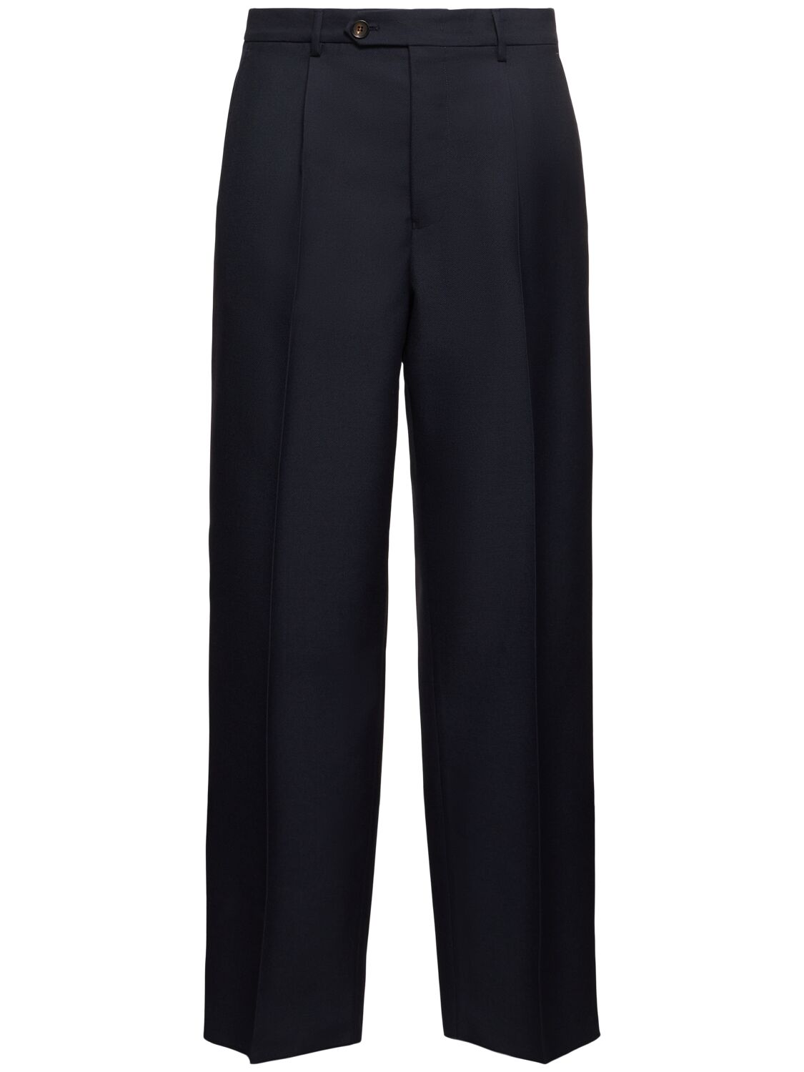 Bally Pleated Wool Blend Pants In Navy